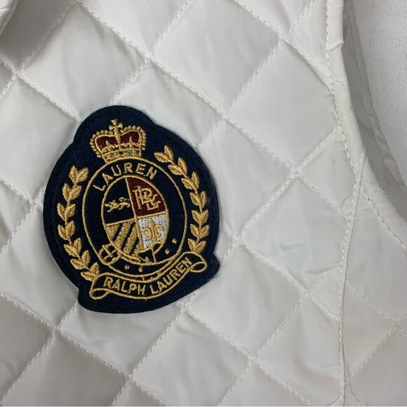 Lauren Ralph Lauren women's large white quilted crest diamond vest puffer cold - Picture 4 of 14